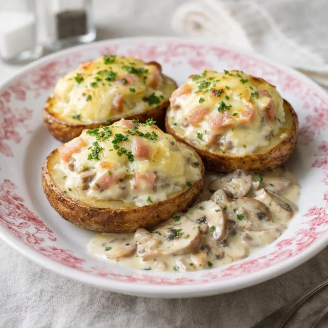 Pommes de terre farcies au Reblochon et lard fumé
