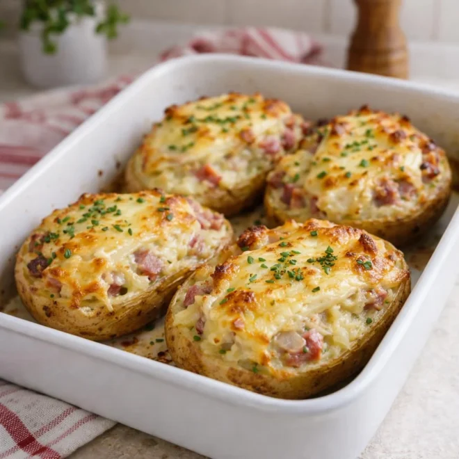 Pommes de terre farcies au reblochon et lardons