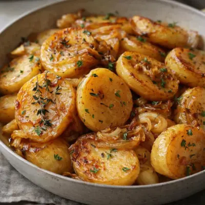 Pommes de terre lyonnaises fondantes et dorées