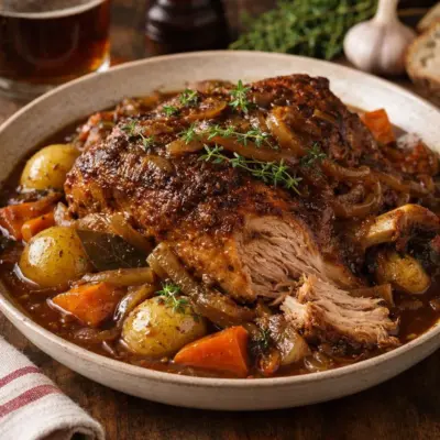 Porc braisé à la bière brune façon grand-mère
