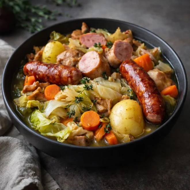 Potée auvergnate maison : saucisses, chou & pommes de terre