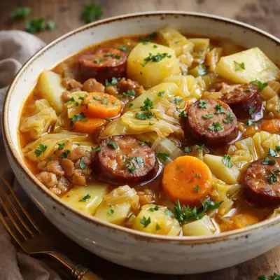Potée aux saucisses et chou : recette mijotée