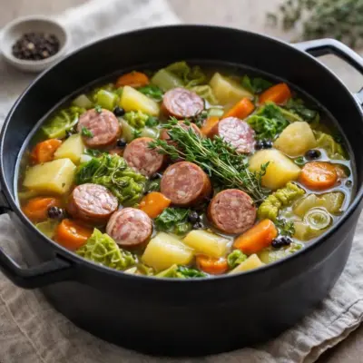 recette potée de saucisse aux légumes (chou vert)