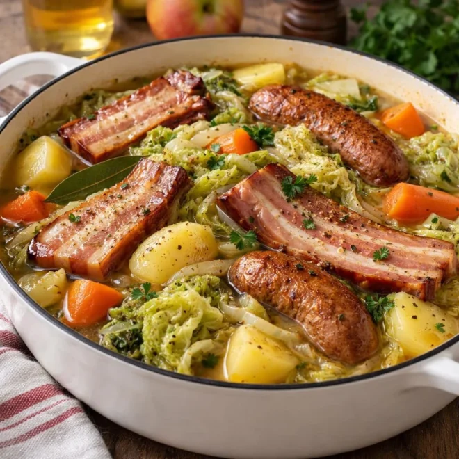 Potée normande au cidre : chou et poitrine fumée