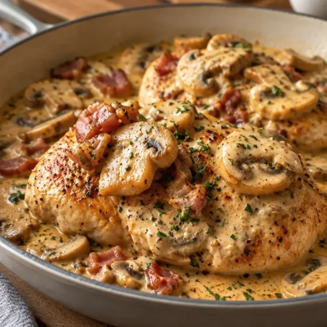 Poulet à la crème : recette aux champignons