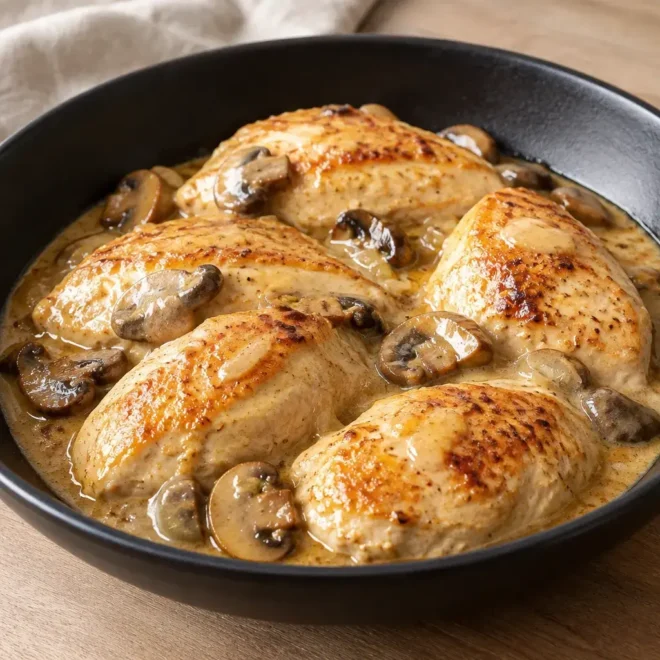Poulet à la crème et aux champignons facile