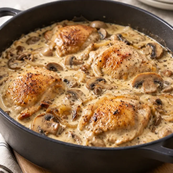 Poulet à la crème et aux champignons facile