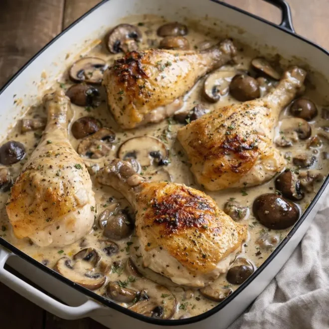 Recette poulet à la moutarde et aux champignons