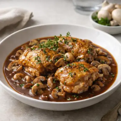 Poulet au Porto et champignons : sauce nappante