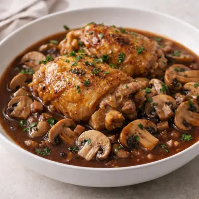poulet au porto et champignons | sauce nappante