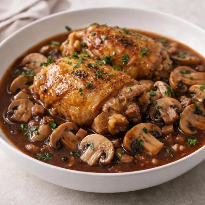 poulet au porto et champignons | sauce nappante