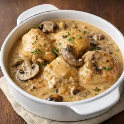Poulet au porto et champignons sauce crémeuse