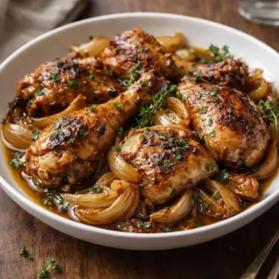 Poulet aux oignons caramélisés : fondant et parfumé