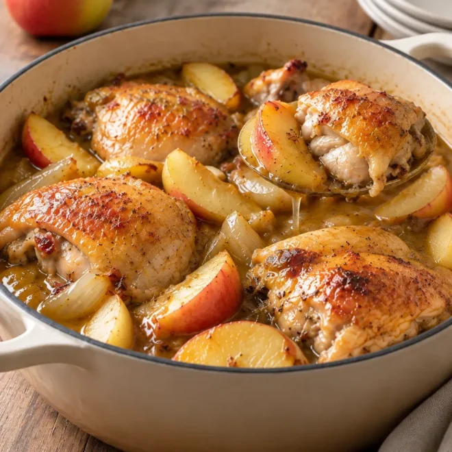 Poulet aux pommes et aux oignons facile