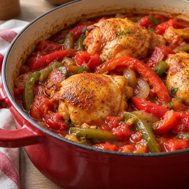 Poulet basquaise facile en cocotte