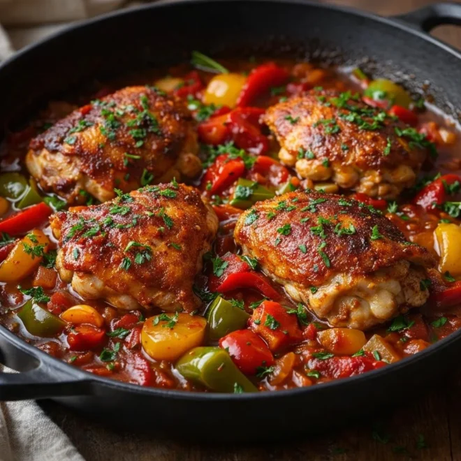 Recette poulet basquaise au vin blanc : facile & traditionne