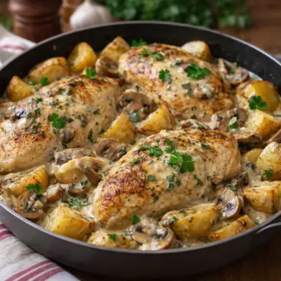 poulet au boursin champignons pommes de terre