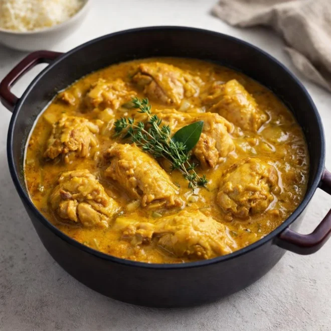 Poulet coco réunionnais au lait de coco, curcuma, ail et gingembre