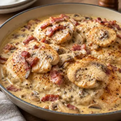 Poulet crémeux aux champignons : recette facile