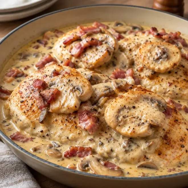 Poulet crémeux aux champignons : recette facile