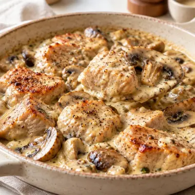 Poulet crémeux aux champignons facile