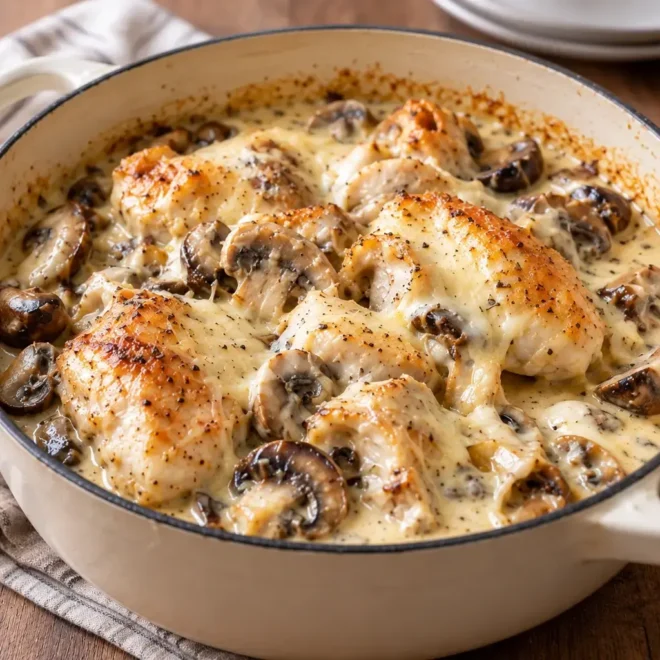 Poulet crémeux aux champignons