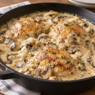 Poulet crémeux aux champignons facile et fondant