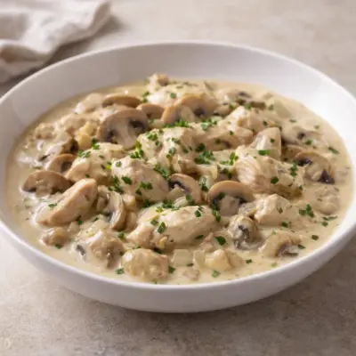 Poulet crémeux aux champignons et oignons | Facile