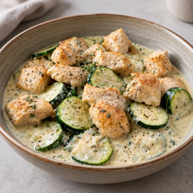 Poulet crémeux aux courgettes facile