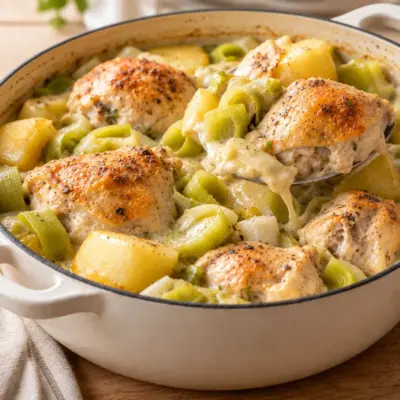 Poulet crémeux aux poireaux : recette facile