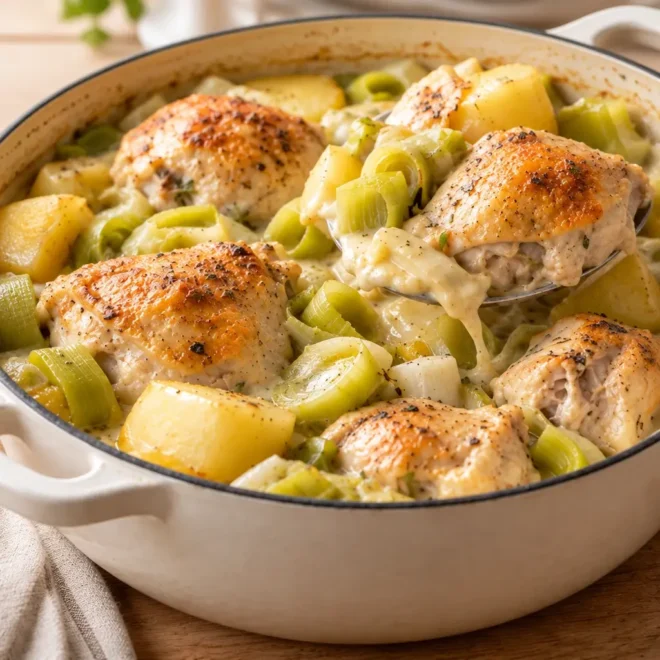 Poulet crémeux aux poireaux : recette facile