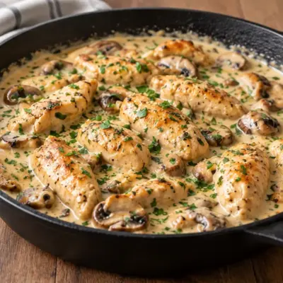 Poulet mascarpone champignons facile et crémeux