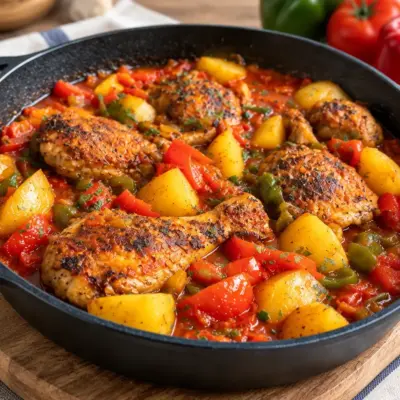 Poulet mijoté recette pommes de terre tomates