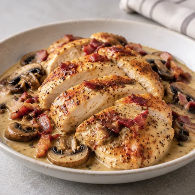 Émincés de poulet à la moutarde, crémeux et dorés