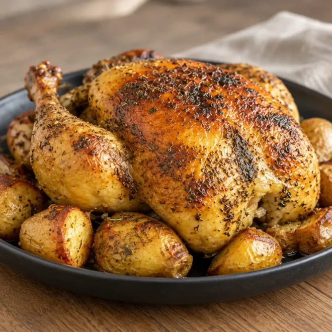 Poulet rôti croustillant aux herbes facile