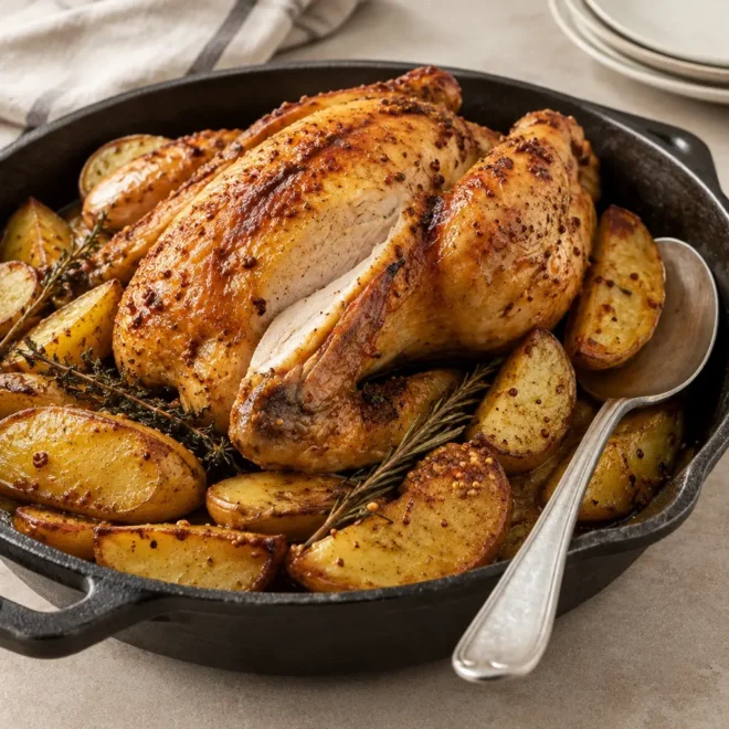 Poulet rôti moutarde-miel facile et doré