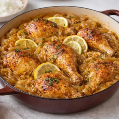 Recette poulet yassa aux oignons fondants au citron