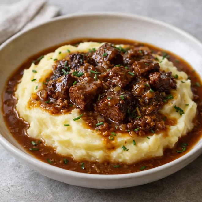 Purée de pommes de terre au bœuf braisé
