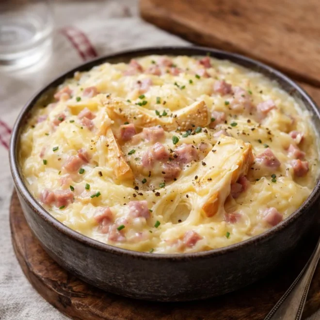 Purée savoyarde au reblochon : filante au jambon