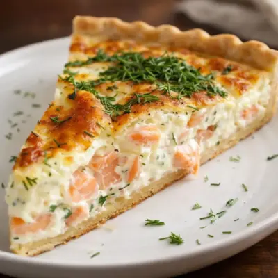 Quiche au saumon et boursin : crémeuse et dorée