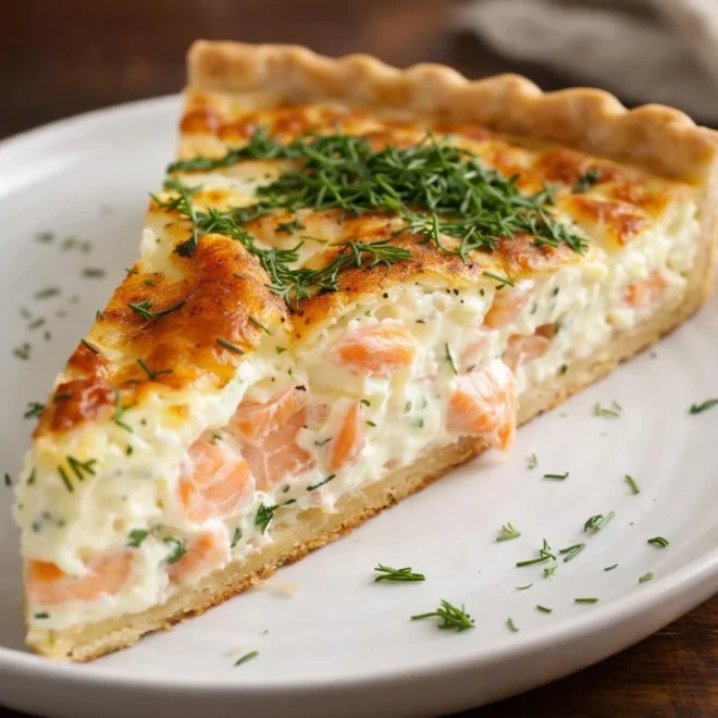 Quiche au saumon et boursin : crémeuse et dorée