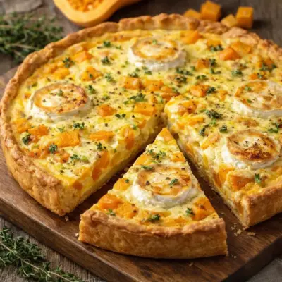 Quiche butternut chèvre sans crème, fondante