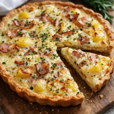 Quiche façon tartiflette au jambon reblochon