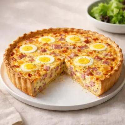 Quiche au jambon et aux œufs durs au gruyère