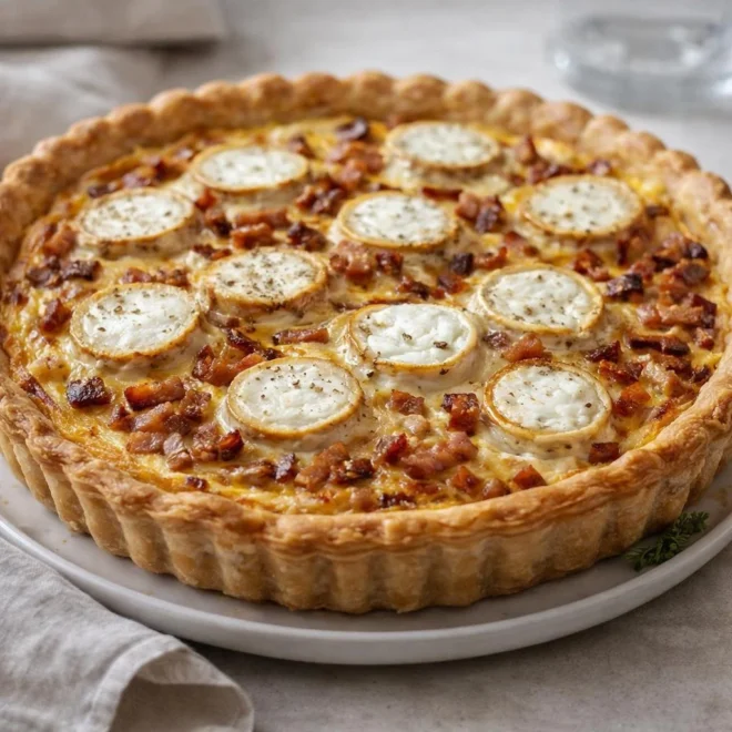 Recette quiche lardons fumés fromage de chèvre