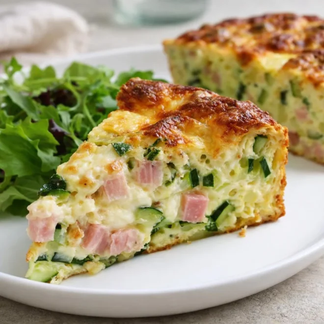 Quiche sans pâte aux courgettes jambon et fromage