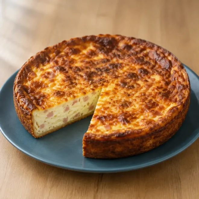 Quiche sans pâte jambon-comté moelleuse et dorée