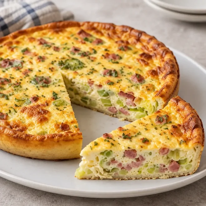 Quiche sans pâte poireaux et lardons facile