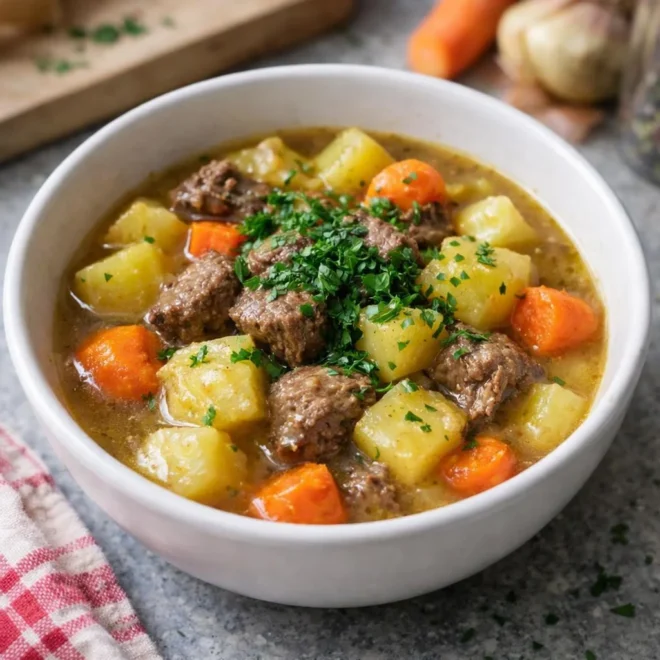 Ragoût de pommes de terre au bœuf mijoté