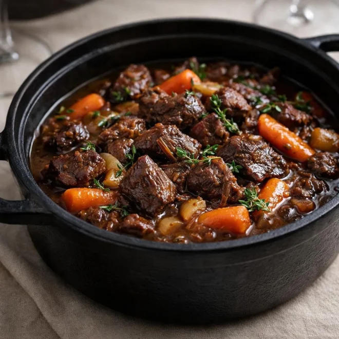 Ragoût de sanglier au vin rouge : tendre & mijoté